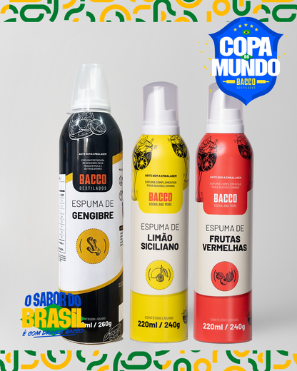 KIT ESPUMAS: gengibre 240ml + limão siciliano 220ml + frutas vermelhas 220ml