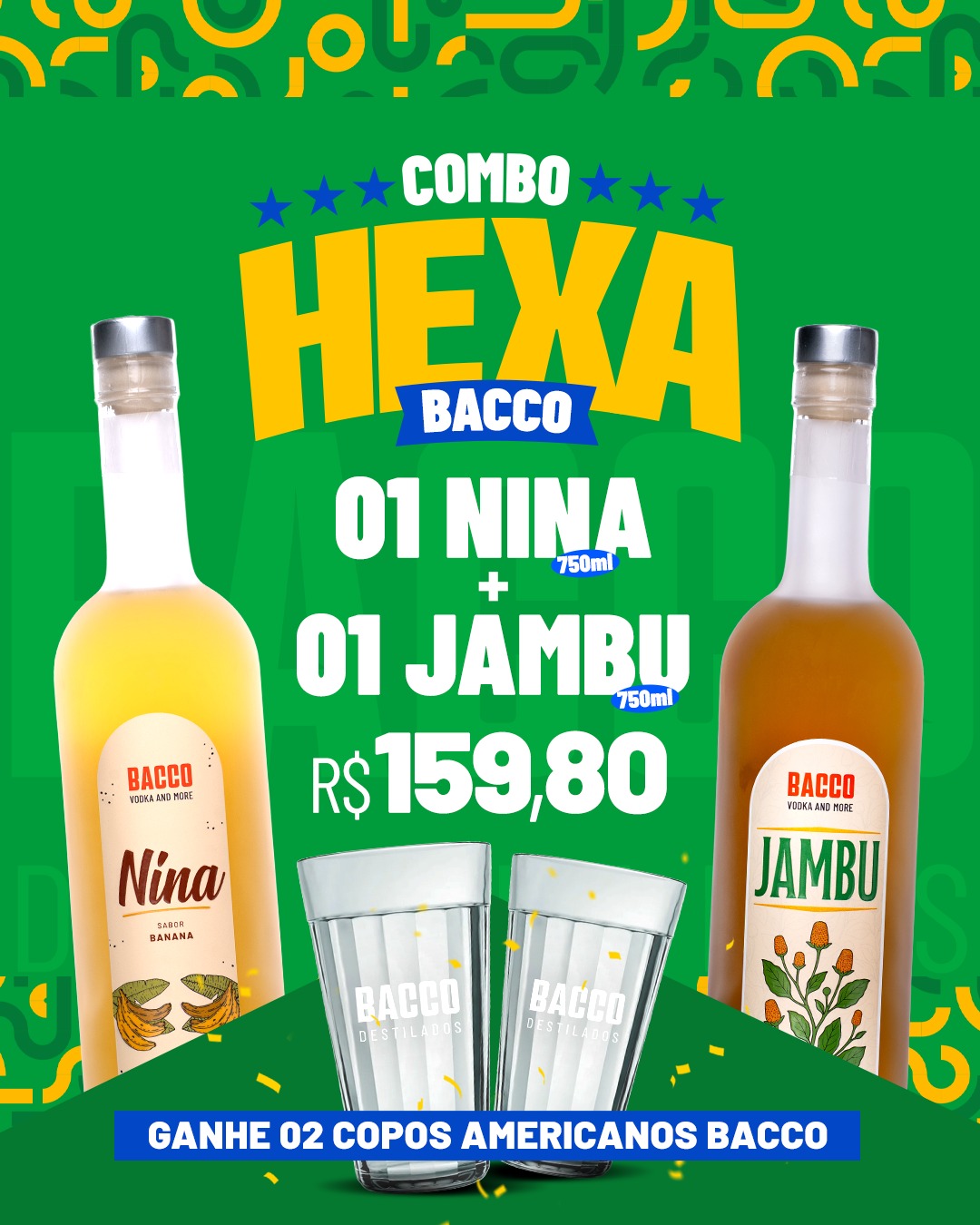 COMBO Copa do Mundo: Nina + Jambu + Copos de vidro